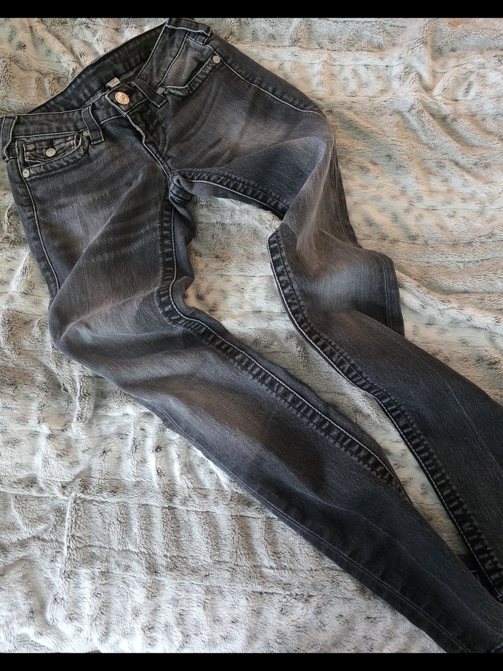 True Religion Women's Washed Black Skinny Jeans